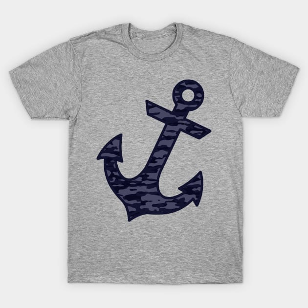 Dark blue camouflage anchor T-Shirt by Destroyed-Pixel